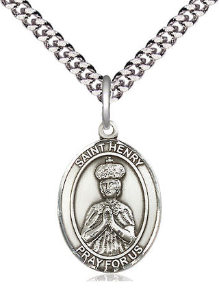 Pewter Saint Henry II Medal Religious Jewelry Engraved Catholic Saint Jewelry