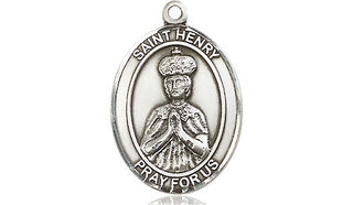 Sterling Silver Saint Henry II Medal Religious Jewelry Engraved Catholic Saint Jewelry