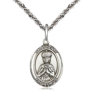 Sterling Silver Saint Henry II Medal Religious Jewelry Engraved Catholic Saint Jewelry