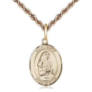 14kt Gold Saint Emily de Vialar Medal Engraved Catholic Saint Jewelry