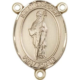 14kt Gold Filled Saint Gregory the Great Rosary Center Rosary Center Engraved Catholic Saint Jewelry