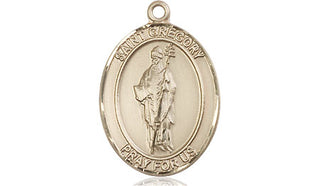 14kt Gold Saint Gregory the Great Medal Engraved Catholic Saint Jewelry