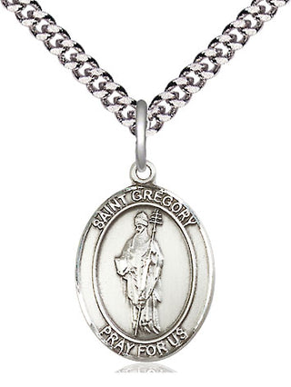 Pewter Saint Gregory the Great Medal Religious Jewelry Engraved Catholic Saint Jewelry