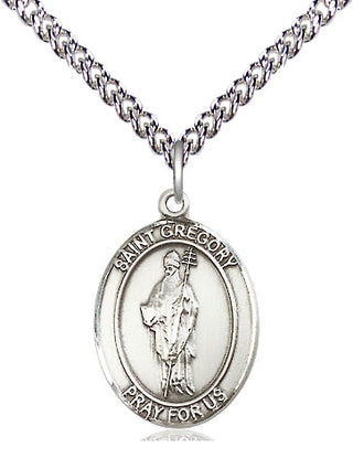 Sterling Silver Saint Gregory the Great Medal Religious Jewelry Engraved Catholic Saint Jewelry