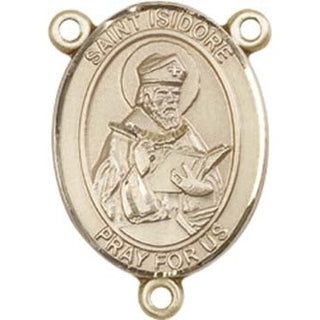 14kt Gold Filled Saint Isidore of Seville Rosary Center Rosary Center Engraved Catholic Saint Jewelry