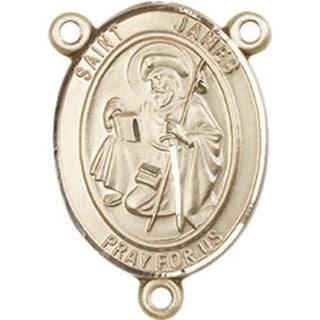 14kt Gold Saint James the Greater Rosary Center Rosary Center Engraved Catholic Saint Jewelry