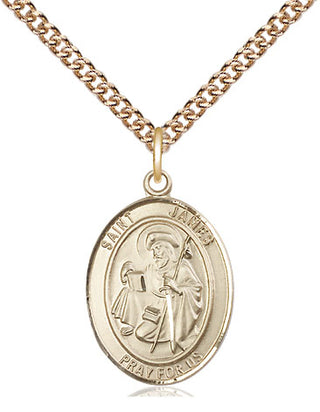 14kt Gold Filled Saint James the Greater Medal Religious Jewelry Engraved Catholic Saint Jewelry
