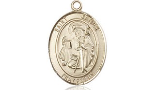 14kt Gold Saint James the Greater Medal Engraved Catholic Saint Jewelry