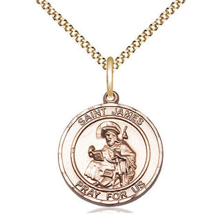 14kt Gold Filled Saint James the Greater Medal Religious Jewelry Engraved Catholic Saint Jewelry