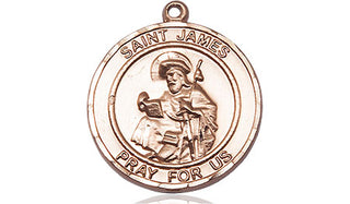 14kt Gold Saint James the Greater Medal Engraved Catholic Saint Jewelry