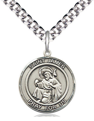Pewter Saint James the Greater Medal Religious Jewelry Engraved Catholic Saint Jewelry