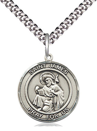 Pewter Saint James the Greater Medal Religious Jewelry Engraved Catholic Saint Jewelry