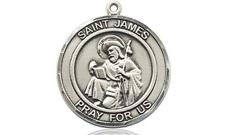 Sterling Silver Saint James the Greater Medal Religious Jewelry Engraved Catholic Saint Jewelry