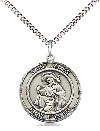 Sterling Silver Saint James the Greater Medal Religious Jewelry Engraved Catholic Saint Jewelry