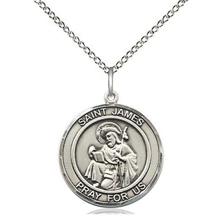 Sterling Silver Saint James the Greater Medal Religious Jewelry Engraved Catholic Saint Jewelry