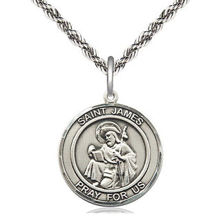 Sterling Silver Saint James the Greater Medal Religious Jewelry Engraved Catholic Saint Jewelry