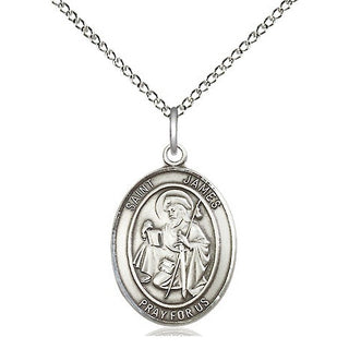 Sterling Silver Saint James the Greater Medal Religious Jewelry Engraved Catholic Saint Jewelry
