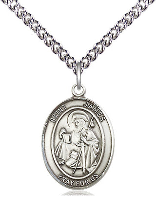 Sterling Silver Saint James the Greater Medal Religious Jewelry Engraved Catholic Saint Jewelry