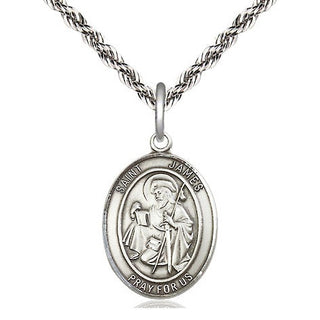 Sterling Silver Saint James the Greater Medal Religious Jewelry Engraved Catholic Saint Jewelry
