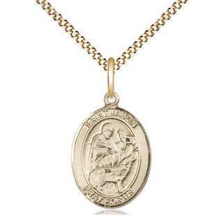 14kt Gold Filled Saint Jason Medal Religious Jewelry Engraved Catholic Saint Jewelry