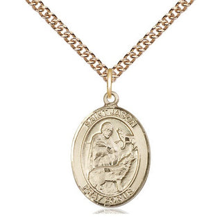 14kt Gold Filled Saint Jason Medal Religious Jewelry Engraved Catholic Saint Jewelry