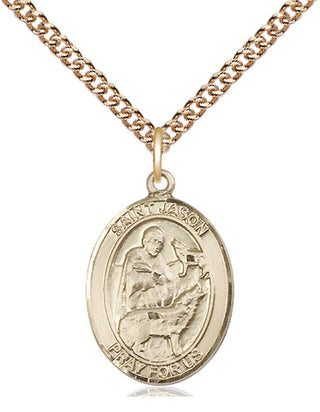 14kt Gold Saint Jason Medal Engraved Catholic Saint Jewelry