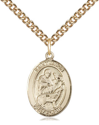14kt Gold Saint Jason Medal Engraved Catholic Saint Jewelry