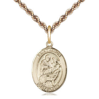 14kt Gold Saint Jason Medal Engraved Catholic Saint Jewelry