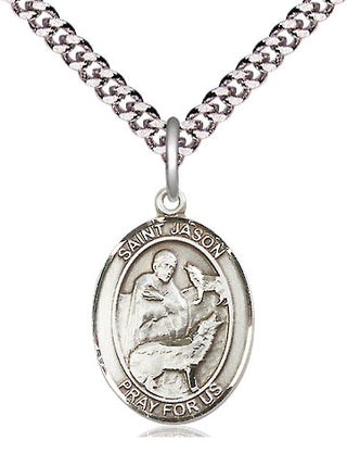 Pewter Saint Jason Medal Religious Jewelry Engraved Catholic Saint Jewelry