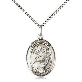 Sterling Silver Saint Jason Medal Religious Jewelry Engraved Catholic Saint Jewelry