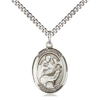 Sterling Silver Saint Jason Medal Religious Jewelry Engraved Catholic Saint Jewelry
