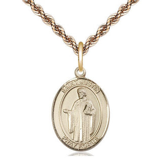 14kt Gold Filled Saint Justin Medal Religious Jewelry Engraved Catholic Saint Jewelry