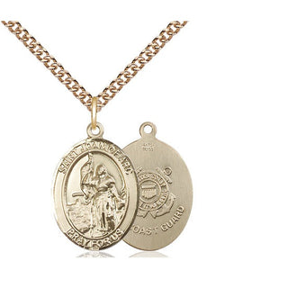 14kt Gold Filled Saint Joan of Arc  Coast Guard Medal Religious Jewelry