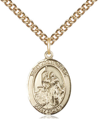 14kt Gold Saint Joan of Arc Medal Engraved Catholic Saint Jewelry