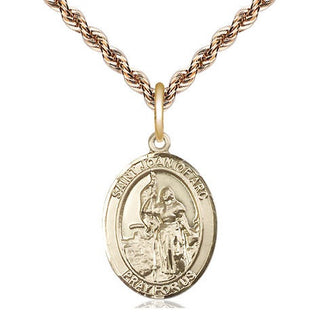 14kt Gold Saint Joan of Arc Medal Engraved Catholic Saint Jewelry