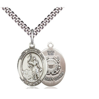 Pewter Saint Joan of Arc  Coast Guard Medal Religious Jewelry