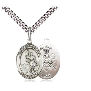 Pewter Saint Joan of Arc National Guard Medal Religious Jewelry