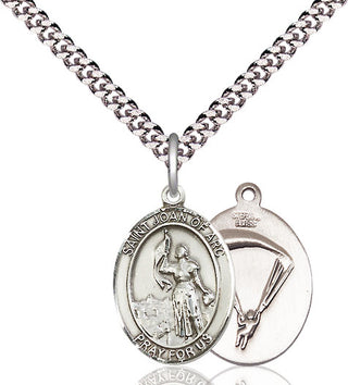 Pewter Saint Joan of Arc Paratrooper Medal Religious Jewelry