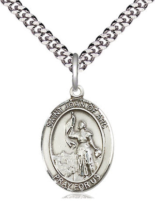 Pewter Saint Joan of Arc Medal Religious Jewelry Engraved Catholic Saint Jewelry