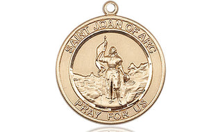 14kt Gold Saint Joan of Arc Medal Engraved Catholic Saint Jewelry