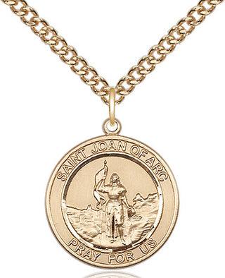 14kt Gold Saint Joan of Arc Medal Engraved Catholic Saint Jewelry