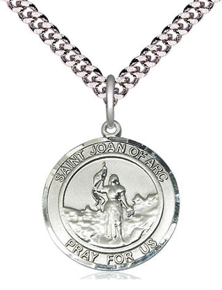 Pewter Saint Joan of Arc Medal Religious Jewelry Engraved Catholic Saint Jewelry