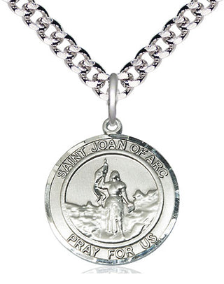 Pewter Saint Joan of Arc Medal Religious Jewelry Engraved Catholic Saint Jewelry