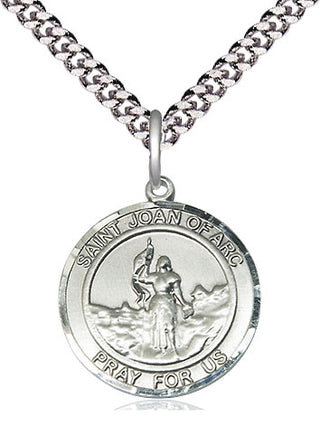 Pewter Saint Joan of Arc Medal Religious Jewelry Engraved Catholic Saint Jewelry