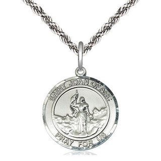 Sterling Silver Saint Joan of Arc Medal Religious Jewelry Engraved Catholic Saint Jewelry