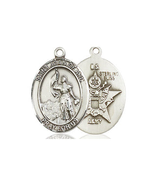 Sterling Silver Saint Joan of Arc Army Medal Religious Jewelry