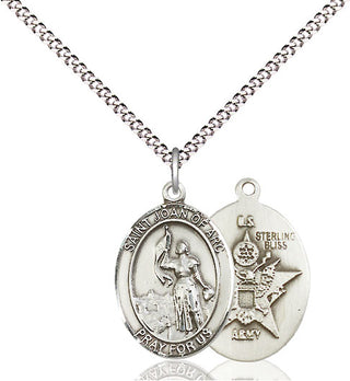 Sterling Silver Saint Joan of Arc Army Medal Religious Jewelry