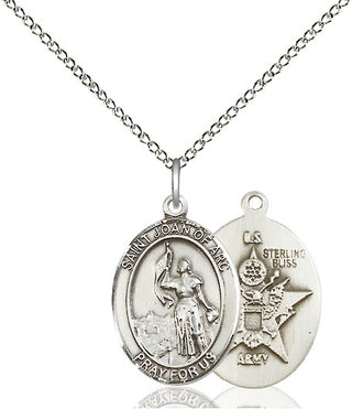 Sterling Silver Saint Joan of Arc Army Medal Religious Jewelry