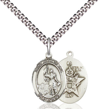 Sterling Silver Saint Joan of Arc Army Medal Religious Jewelry