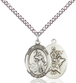 Sterling Silver Saint Joan of Arc Army Medal Religious Jewelry
